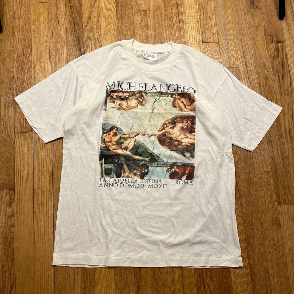 American-vintage Men's White and Cream T-shirt